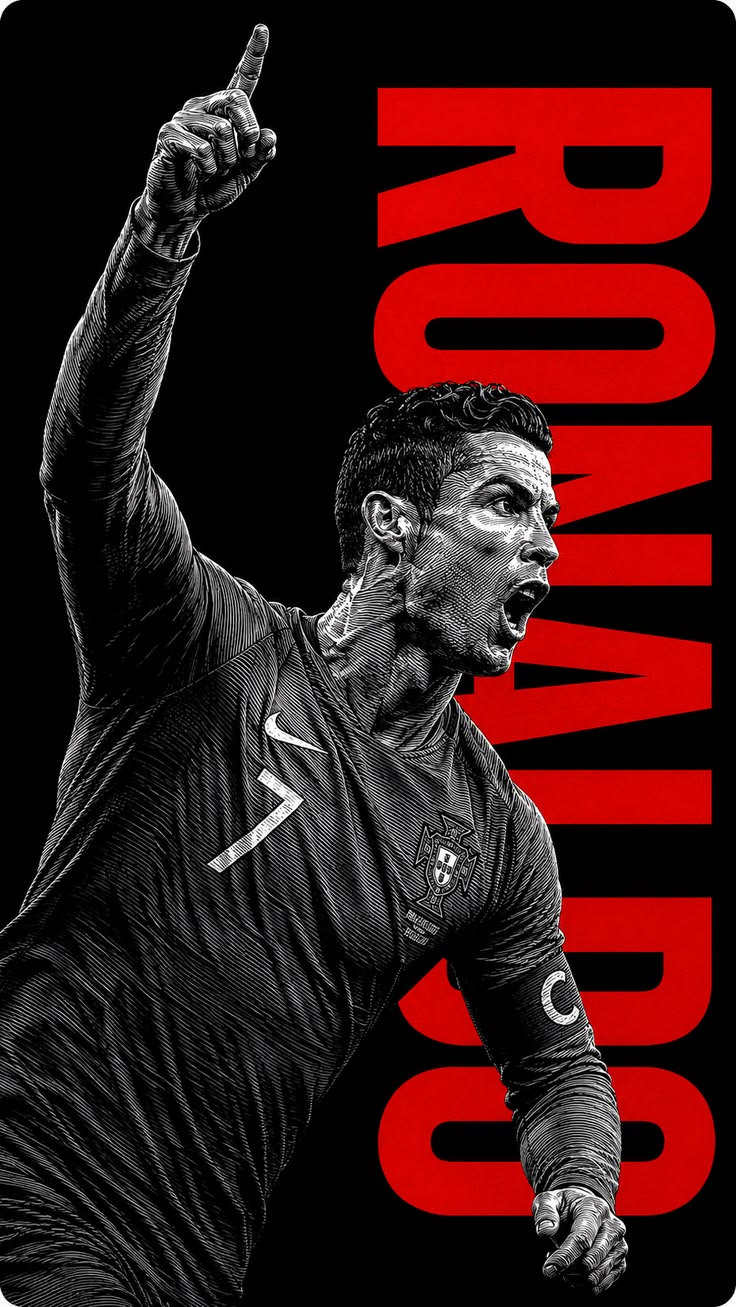 Ronaldo Black Red Signature Poster