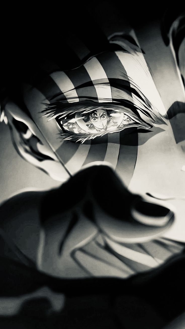 Eye of the Demon – Monochrome Anime Wall Art