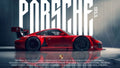Porsche 911 Turbo Red Cinematic Typography Poster