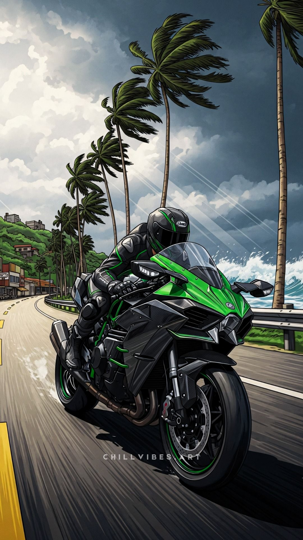 Coastal Sportbike Green Poster