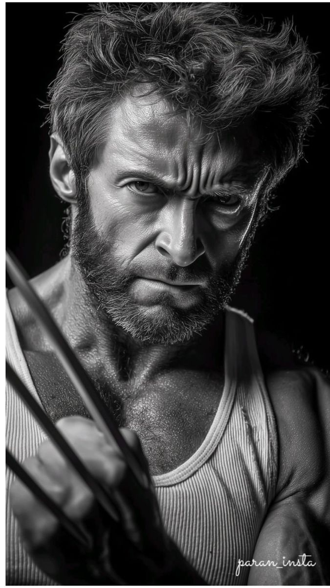 Wolverine Monochrome Portrait Poster