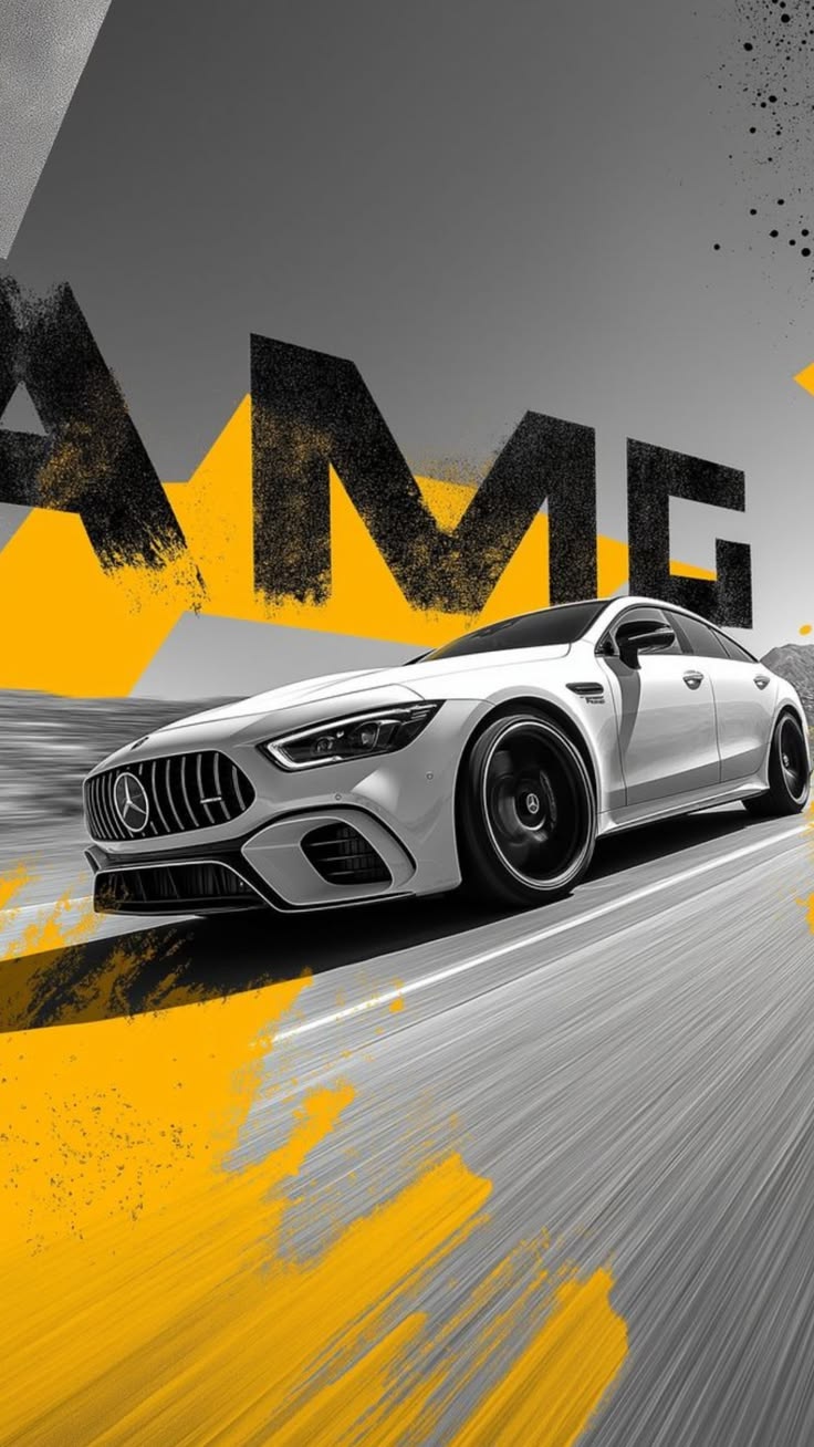 White Mercedes AMG Poster