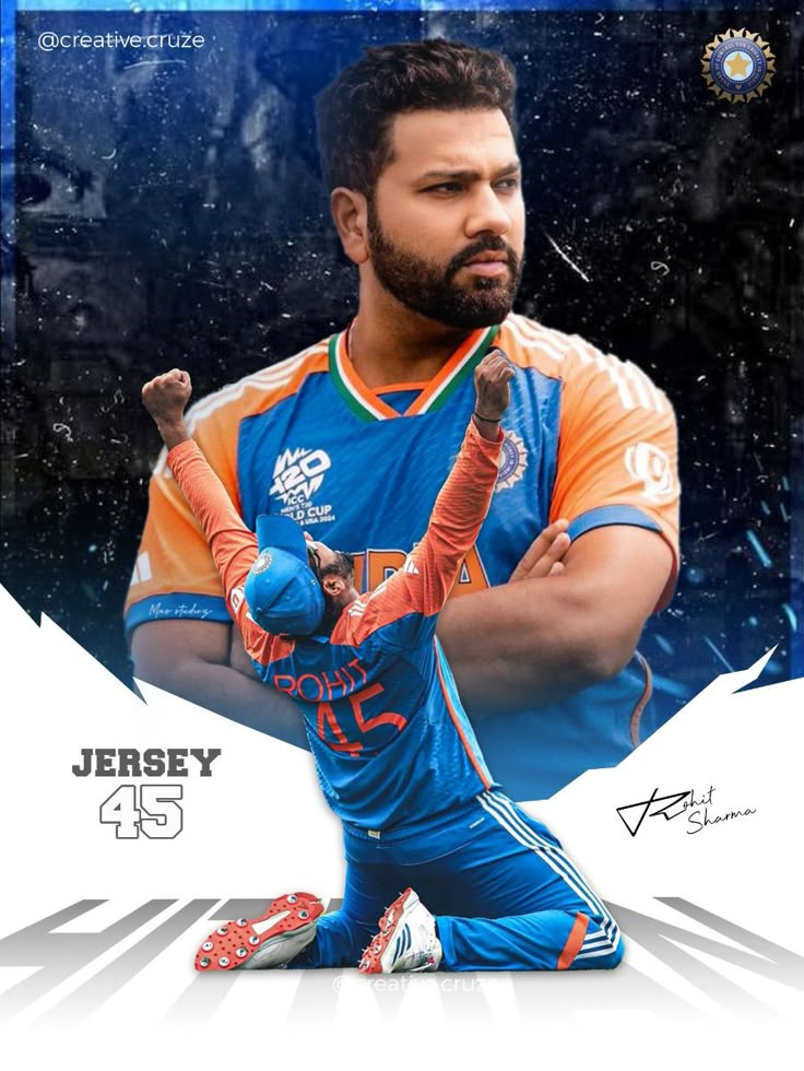 Rohit Sharma Jersey 45 Poster