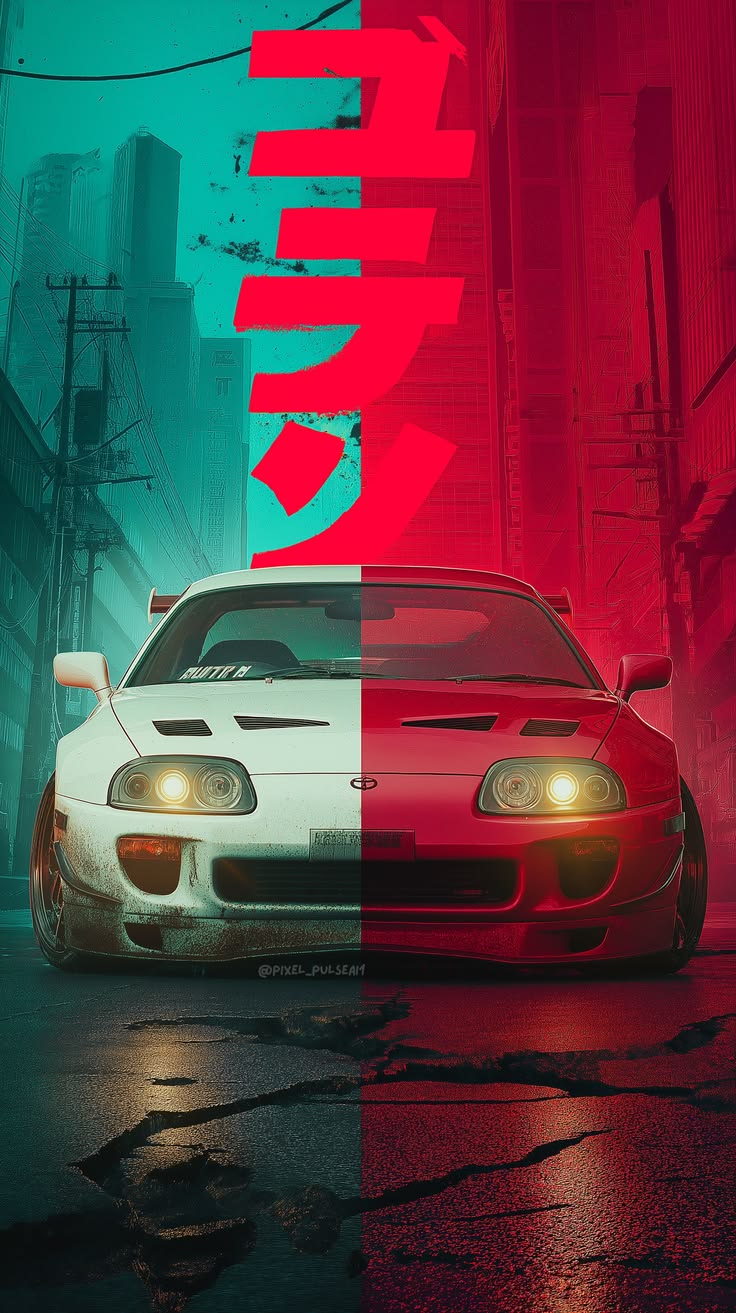 Retro-Futuristic Supra Dual Neon JDM Poster