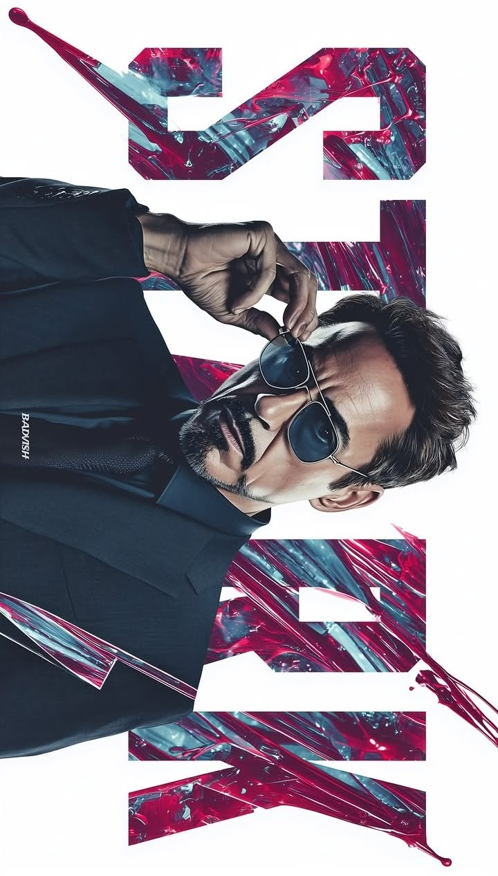 Tony Stark Neon Portrait Poster
