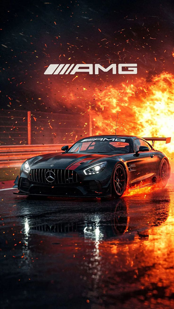 Dark Mercedes Fiery Aesthetic Poster