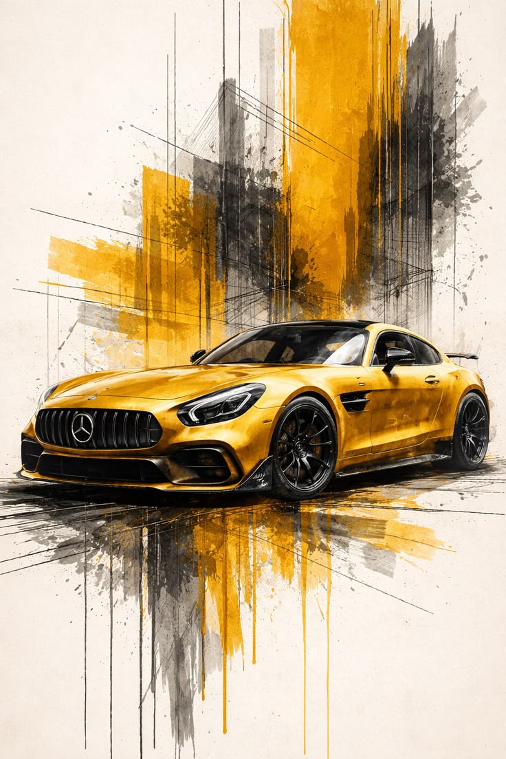 Mercedes Yellow Splash Poster
