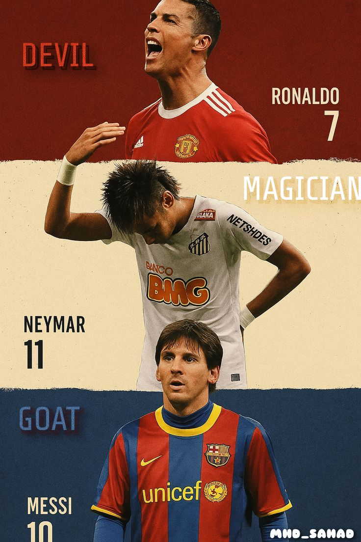 Ronaldo Neymar Messi GOAT Poster