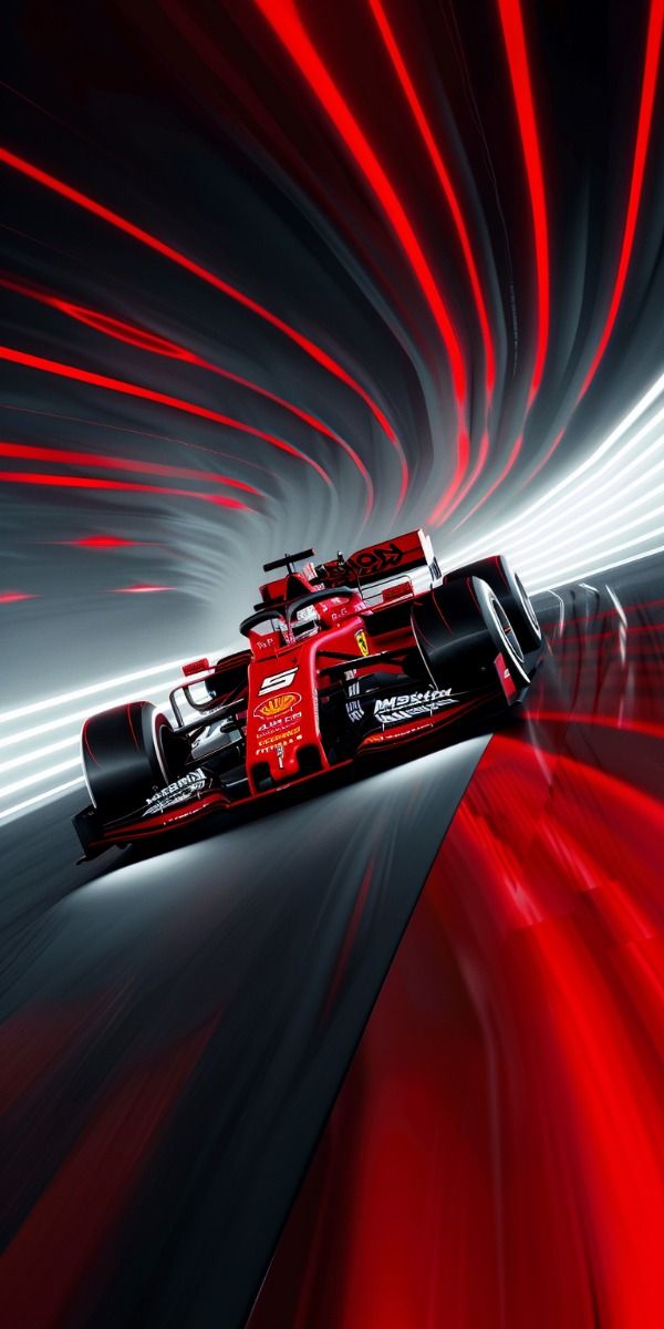 Red Ferrari F1 Light Trail Poster