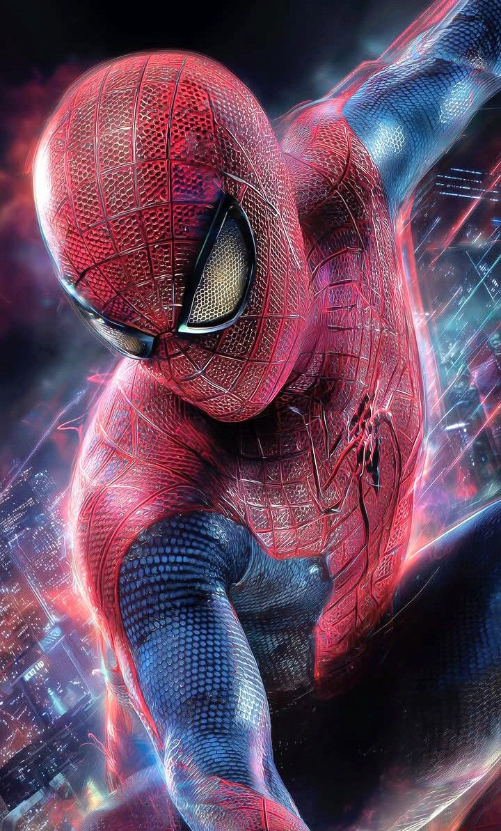 Spider Hero Neon Action Poster