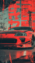 Neon Glow Toyota Supra Retro Car Wall Art