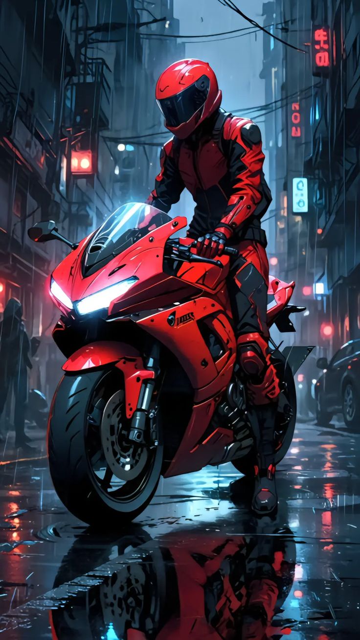 Neon Rider Anime Bike Poster