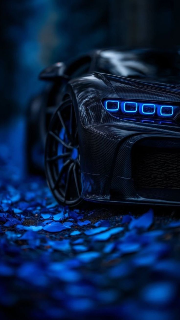 Bugatti Midnight Blue Leaves Poster