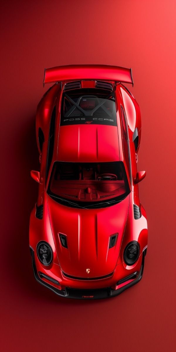 Porsche 911 Top View Minimalist Red Poster