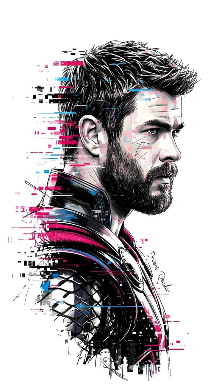 Thor Glitch Art Poster