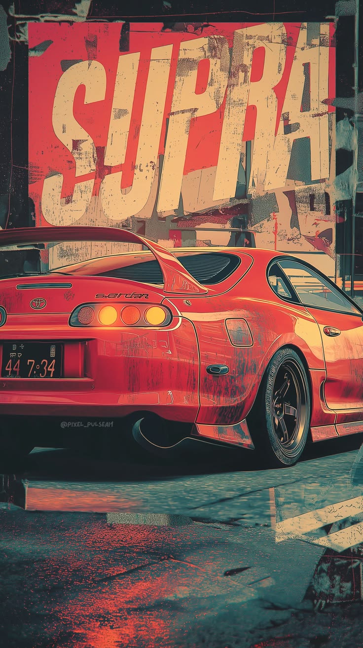 Neon Tokyo Drift Supra JDM Aesthetic Poster
