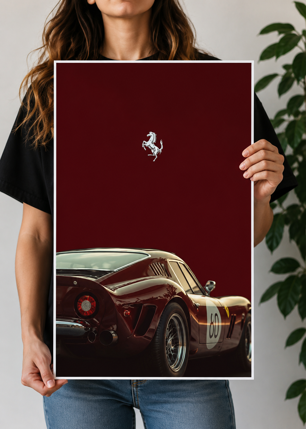 Vintage Ferrari Rosso Corsa Luxury Car Poster