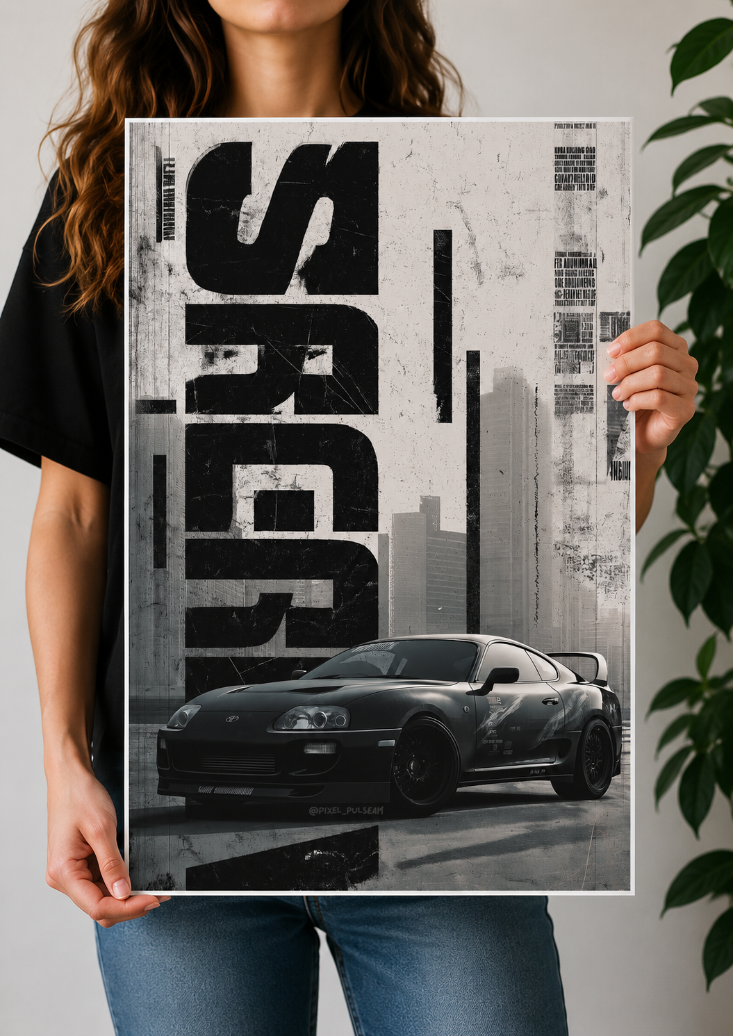 Toyota Supra MK4 Vertical Typography JDM Poster