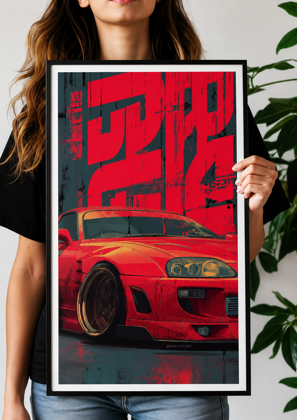 Crimson Neon Tokyo Drift Supra JDM Poster
