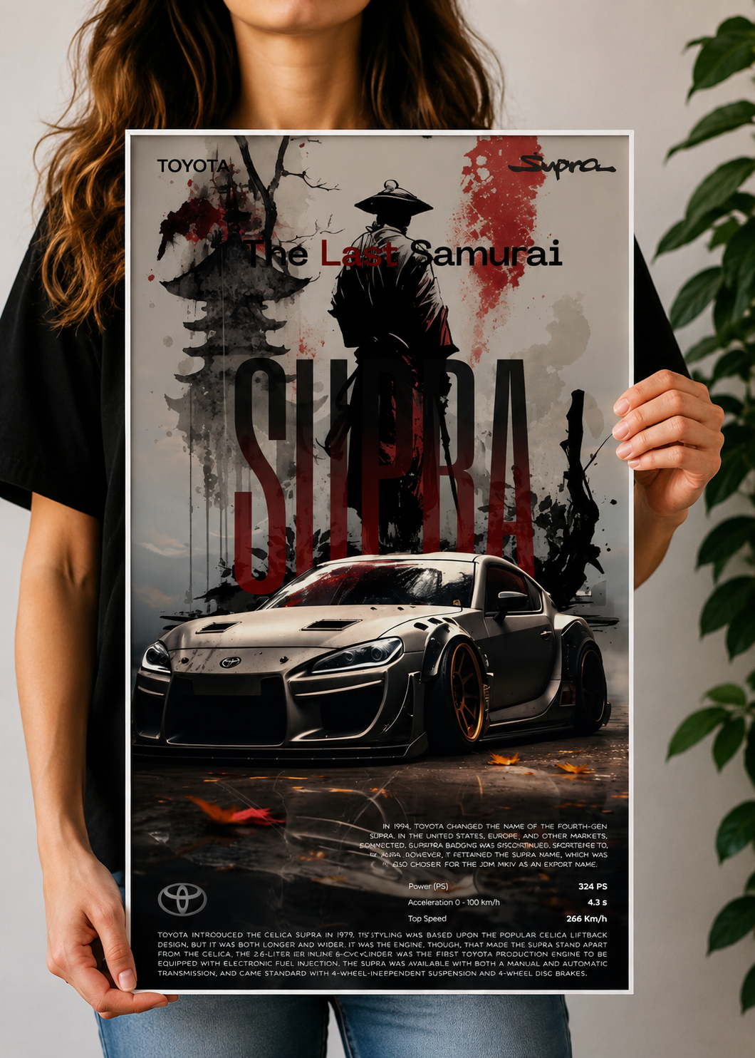 Neon Horizon Toyota Supra Sports Car Poster