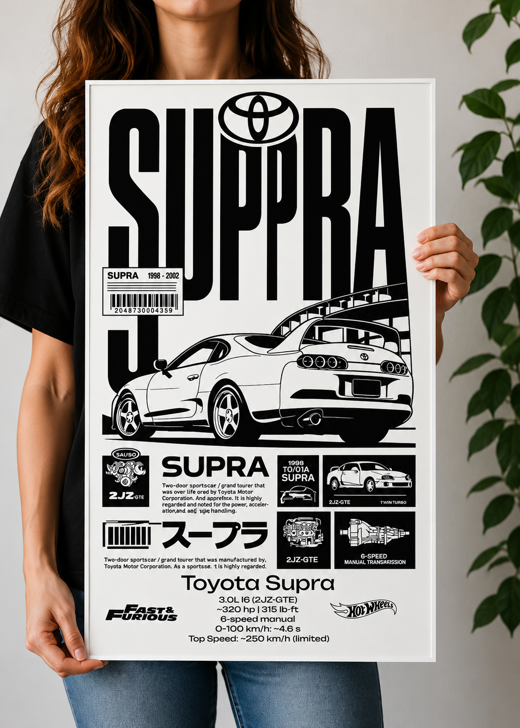 Toyota Supra MK4 Retro Magazine Spec Sheet Poster