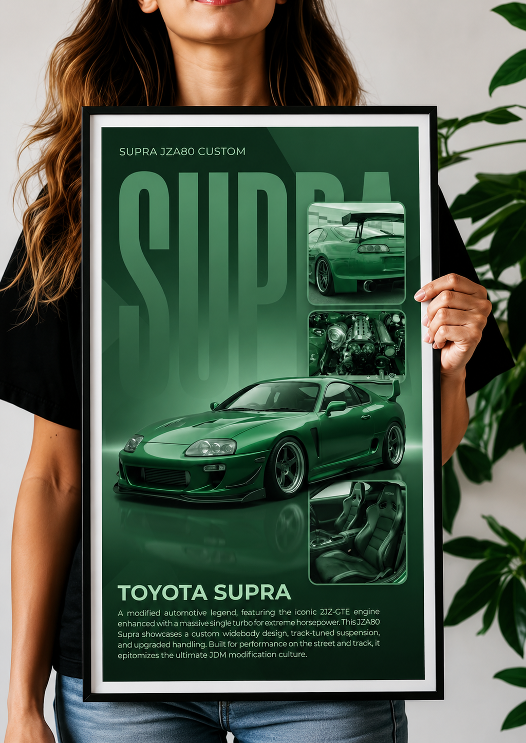 Toyota Supra MK4 Dark Green & Spec Sheet Poster Set