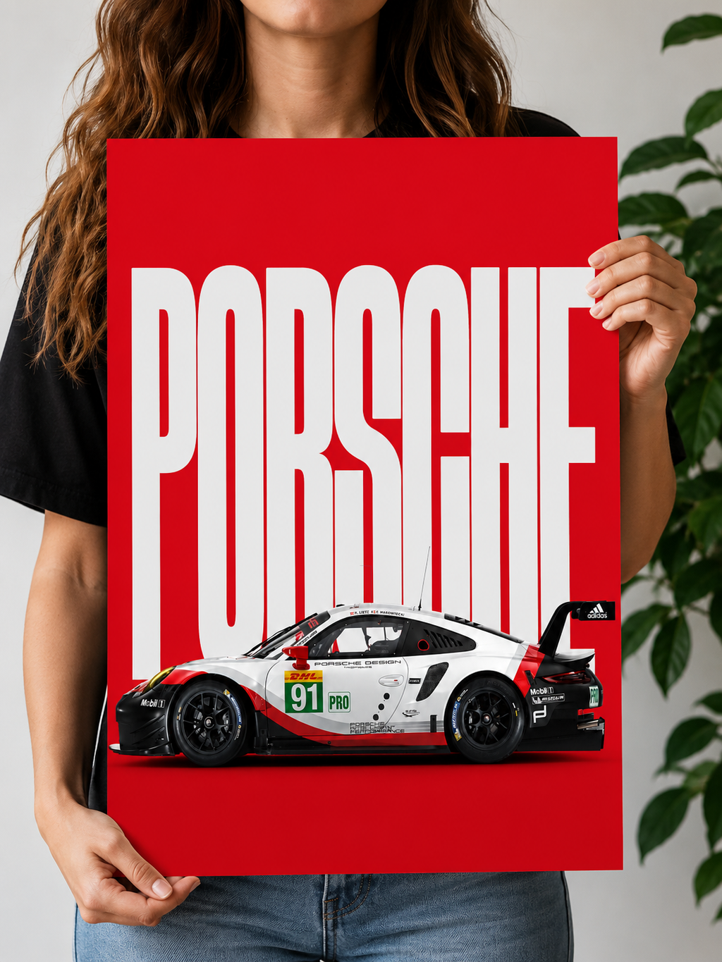 Crimson Horizon Porsche Racing Car Wall Art