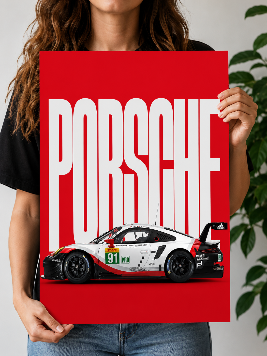 Crimson Horizon Porsche Racing Car Wall Art