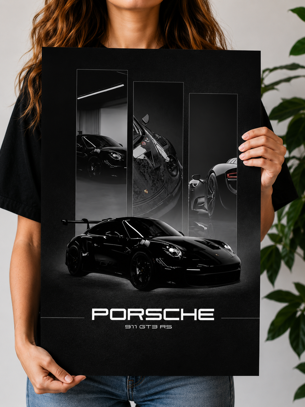 Porsche 911 Turbo Monochrome Cinematic Typography Poster