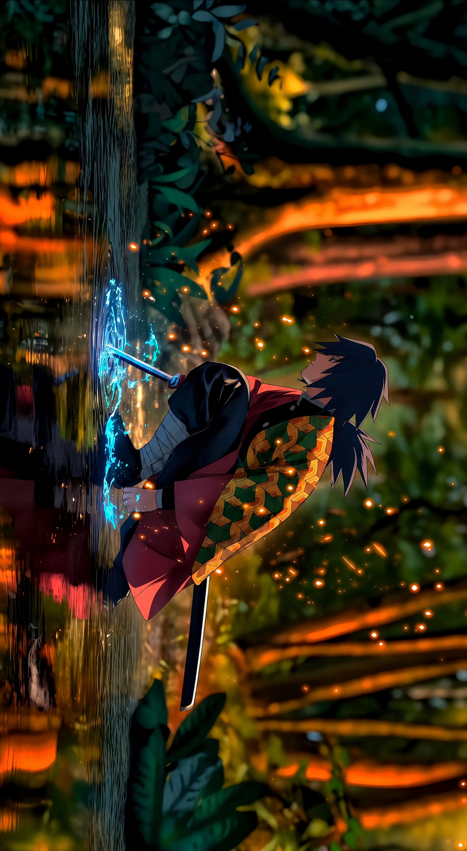 Shadow Blade Warrior – Mystic Forest Anime Wall Art