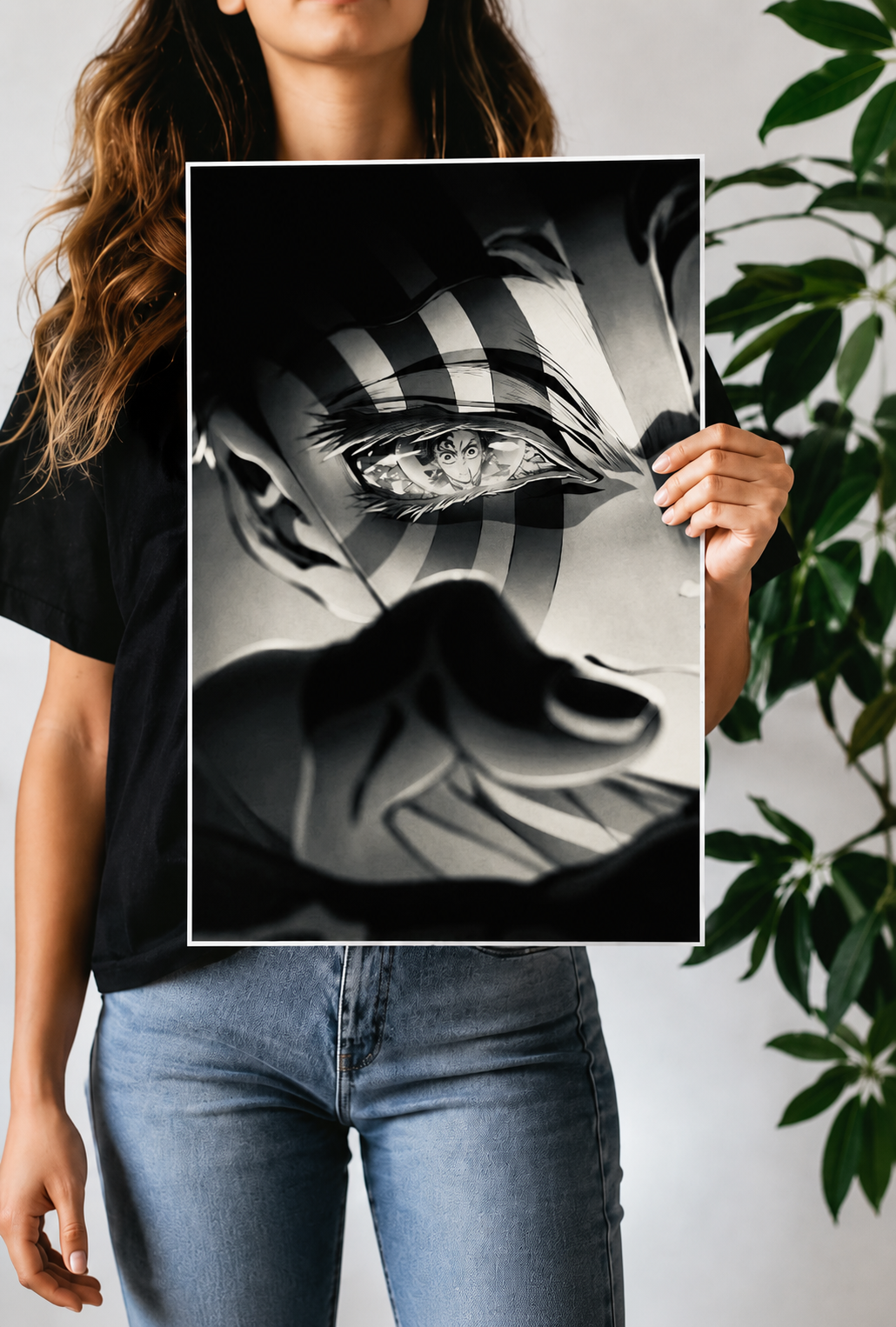 Eye of the Demon – Monochrome Anime Wall Art