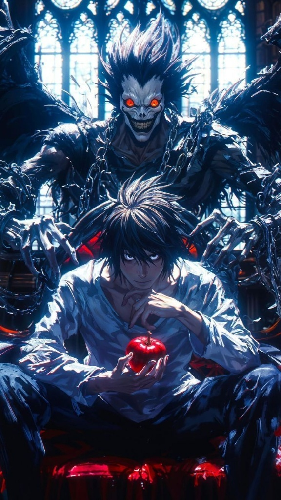 L vs Ryuk Throne Anime Poster