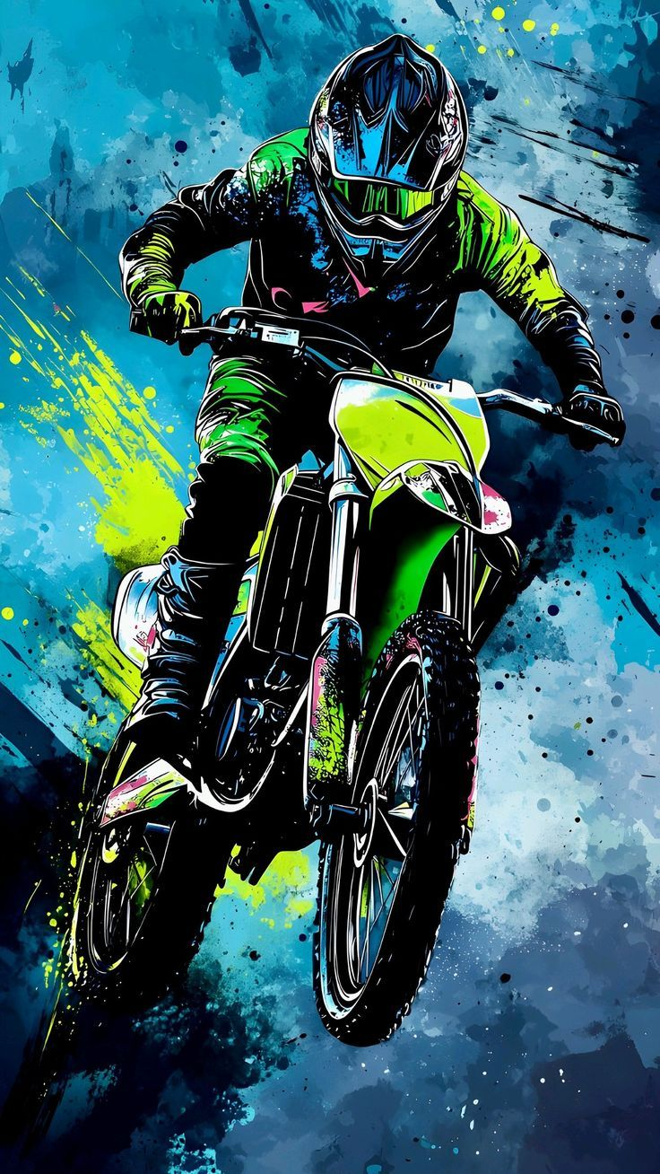 Neon Dirt Bike Splash Art