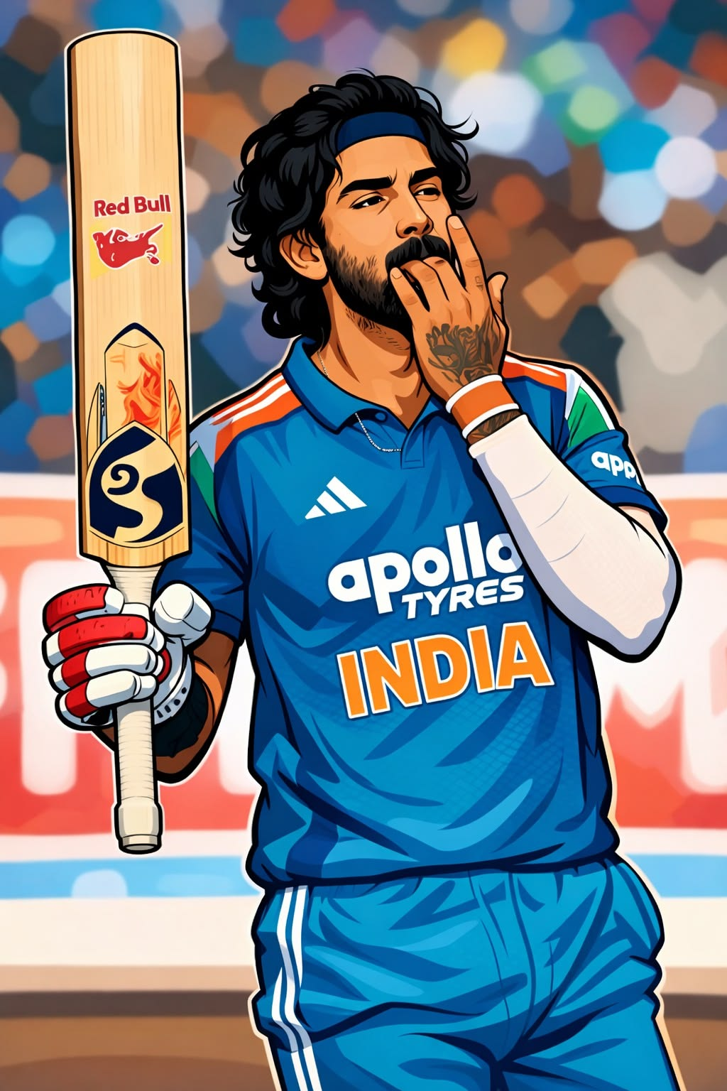 KL Rahul Cartoon Tribute Poster