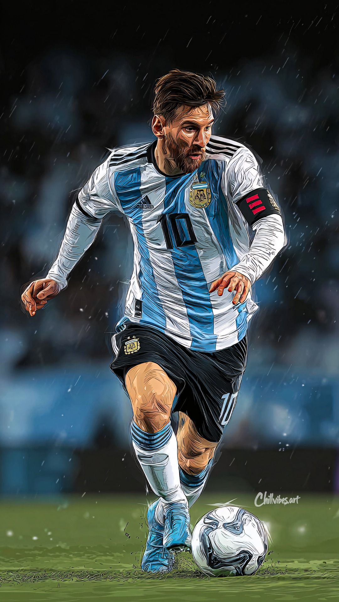 Messi Rain Dribble Action Art
