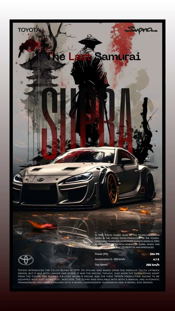 Neon Horizon Toyota Supra Sports Car Poster