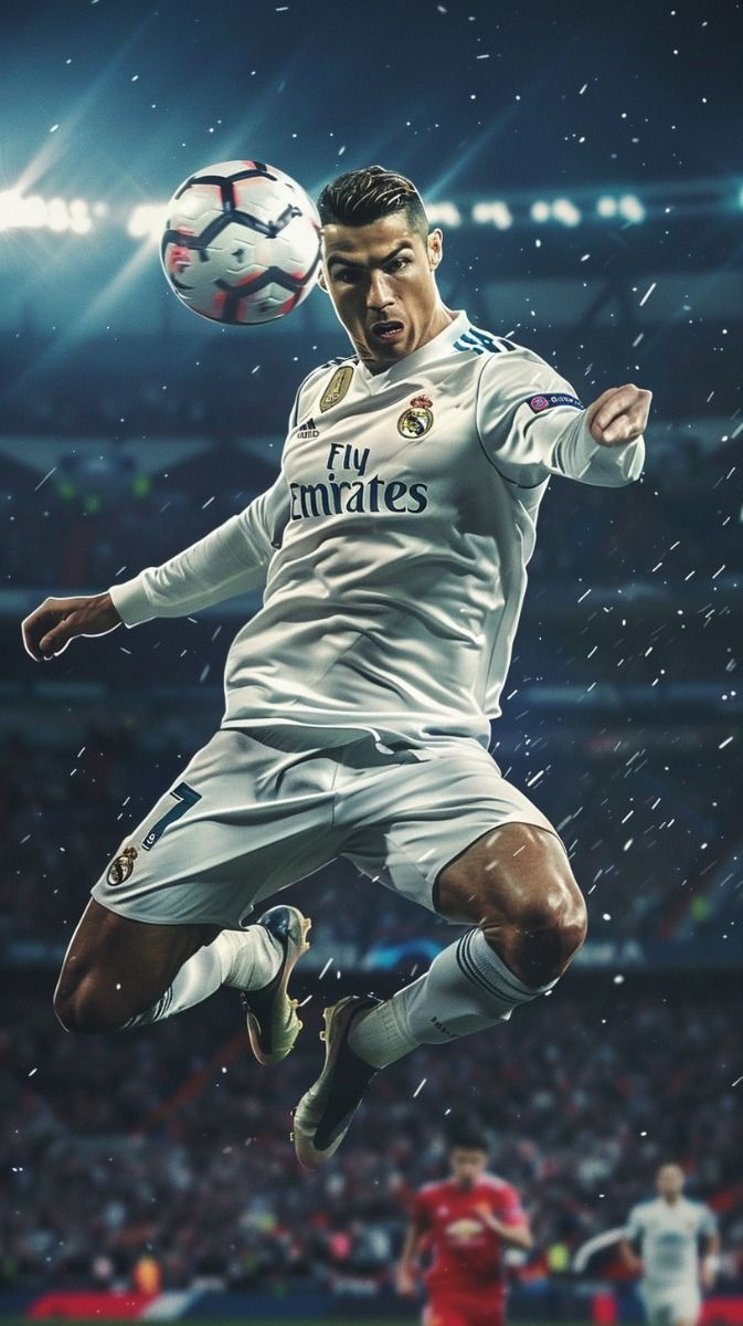 Cristiano Ronaldo Flying Header Poster