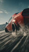 Cinematic Red Muscle Car Drift Poster