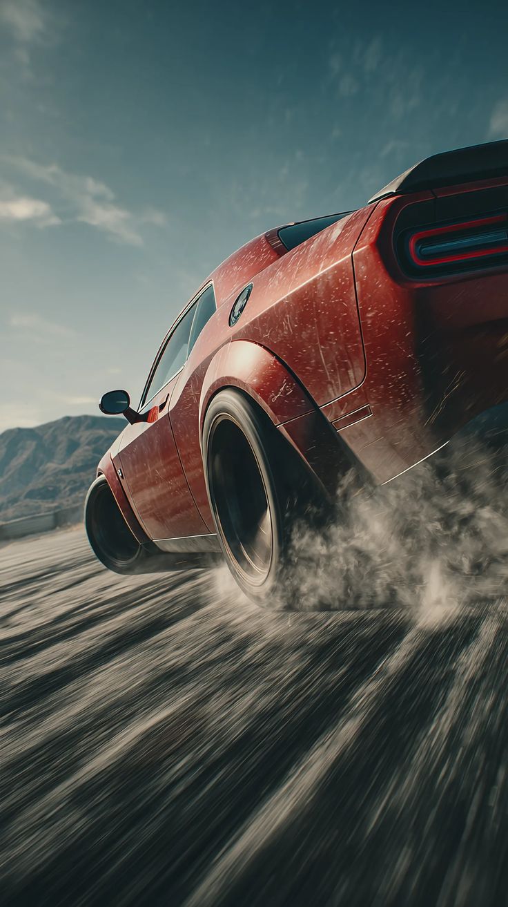 Cinematic Red Muscle Car Drift Poster