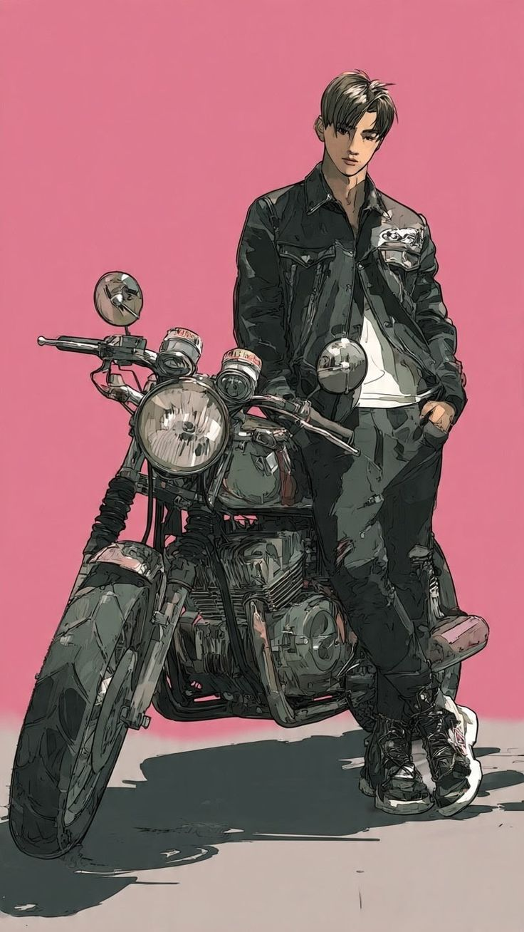 Pink Garage Biker Poster