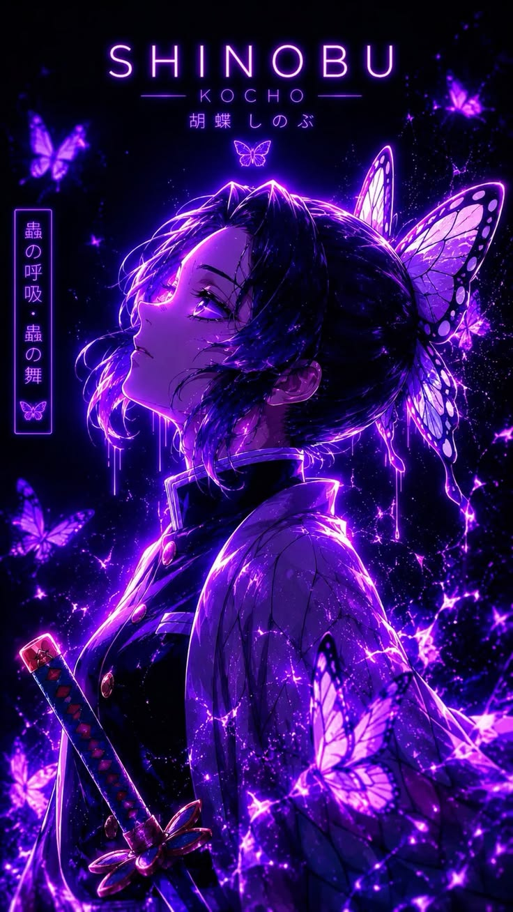 Purple Theme 31 Shinobu Kocho Neon Poster
