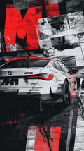 Red Grunge BMW Drift Poster