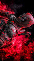 Deadpool Red Smoke Action Portrait Poster