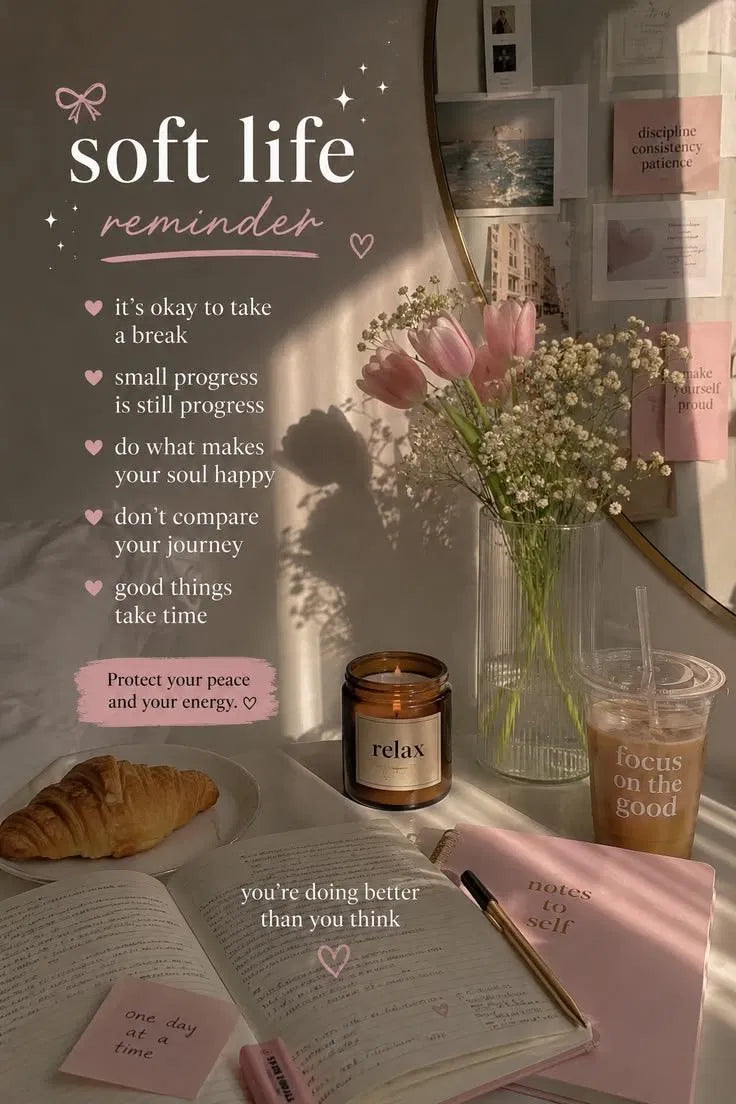 Soft Life Reminder Poster | Cozy Pink Wall Art