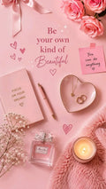 Own Kind Of Beautiful Poster | Pink Flat Lay Art