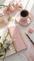 Pink Floral Coffee Poster | Elegant Aesthetic Wall Art