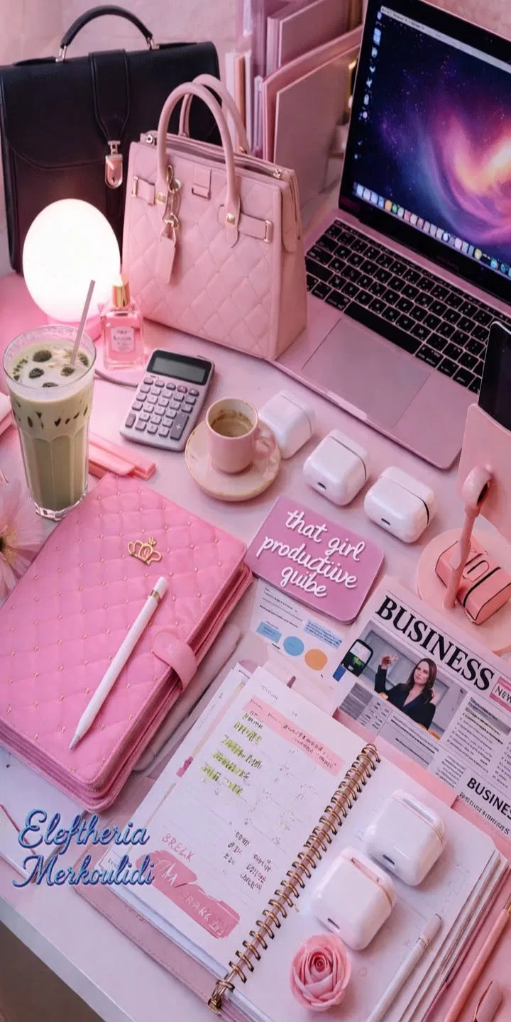 That Girl Productive Poster | Pink Boss Desk Art