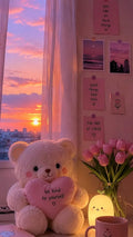 Be Kind To Yourself Poster | Sunset Teddy Bear Art