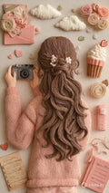 Yarn Art Girl Poster | Handcrafted Aesthetic Wall Art