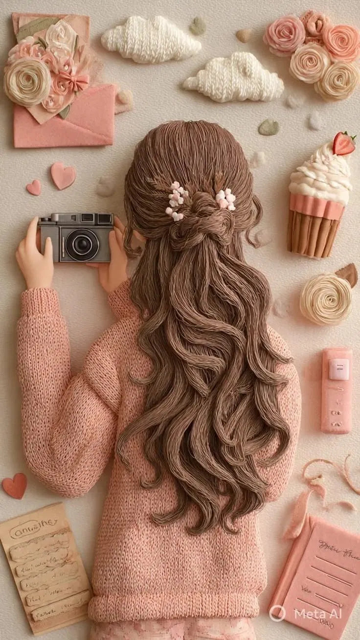 Yarn Art Girl Poster | Handcrafted Aesthetic Wall Art
